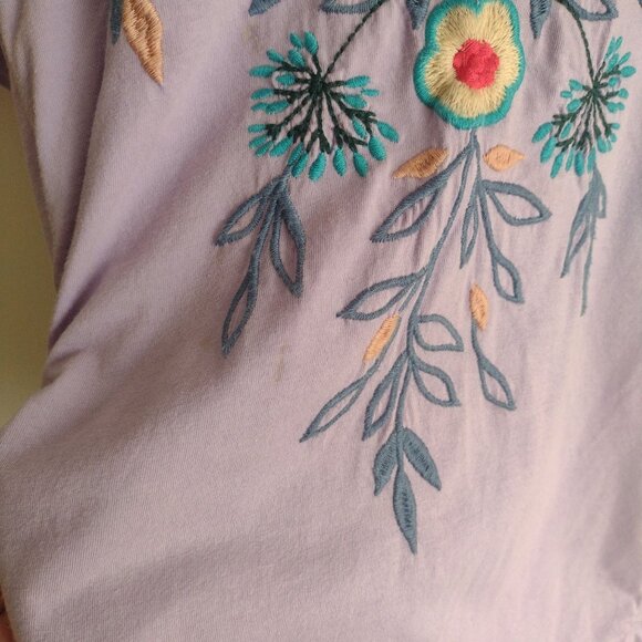 Johnny Was Purple Embellished Short Sleeve Blouse - Picture 11 of 12